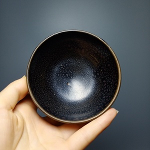 元代磁州窑油滴茶盏,高4cm口径9.5cm,完整全品包老包邮