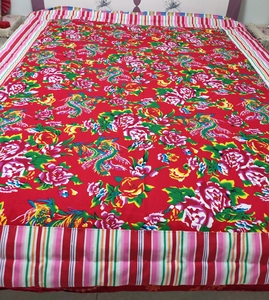 大花布桌布东北大花棉麻布大花棉被半成品子绣花纯棉大布头五斤布民族