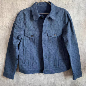 lv同款蓝色老花满logo牛仔衣外套夹克男女同款