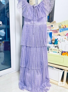 可可尼紫色连衣裙，高定系列超长款，