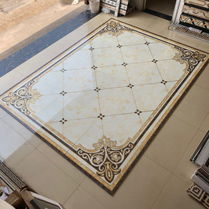 佛山客厅拼花瓷砖地板砖800x800微晶石无限拼镀金地毯花地