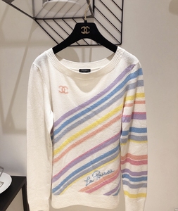 chanel彩虹羊绒毛衣香奈儿19游轮走秀款条纹针织衫