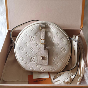 【99新】路易威登/lv女包奶白色全皮大号软圆饼包