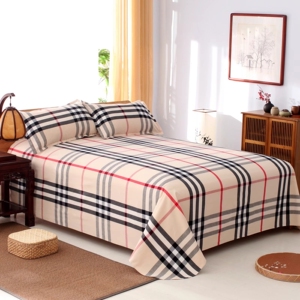 巴宝莉格子好粗布三件套 床单 双人 精梳棉不起球不掉色高质量