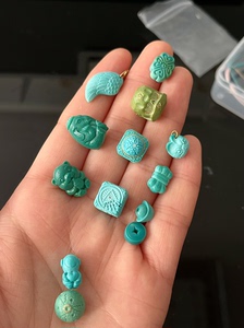 湖北绿松石独品罗老丝家末染林夕松石小主丫角山绿松石小配饰绿松