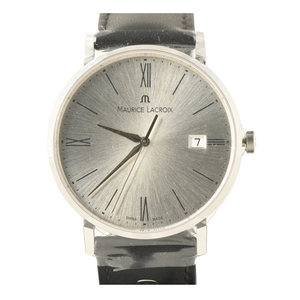 [即拍即得][未使用]艾美mauricelacroix男士银盘日历精钢石英表