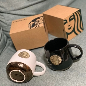 【低价出】星巴克铜章马克杯咖啡杯黑白经典马克杯咖啡杯