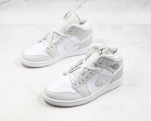 正品乔丹 nike aj1 mid迷雾灰白迷彩篮球鞋 中帮男女鞋dc9035-100