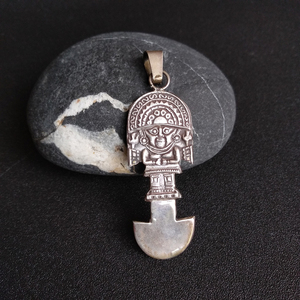 墨西哥古董饰品秘鲁太阳神925纯银项链吊坠银饰