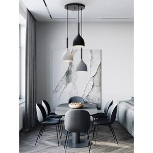 北欧餐厅吊灯三头现代简约风格圆盘灯具家用大气创意黑白灰饭厅灯