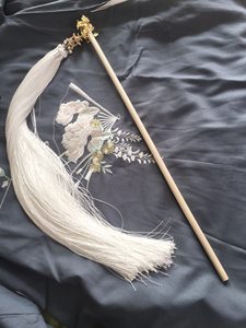 拂尘白流苏汉服古风cos配饰拍照道具