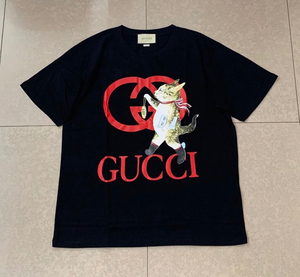 古琦gucci古驰正品男女情侣款互扣式双g猫咪印花短袖t恤m