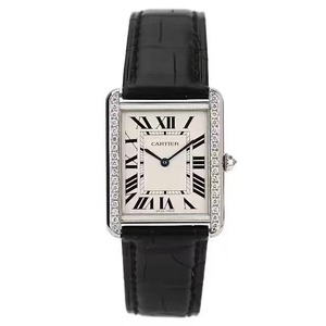 秒杀【98新】卡地亚坦克系列wsta0028(大号)后镶钻石英男士手表