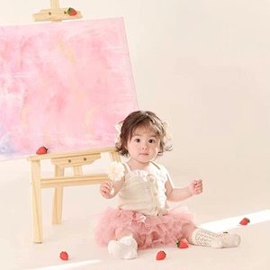 室内周岁女宝宝粉色系服装短裙儿童摄影道具画架拍照摆件影楼用品