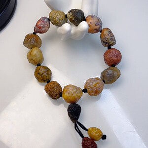 阿拉善鱼籽玛瑙手串 新疆戈壁玛瑙手串 彩珠玛瑙 对孔尺寸16