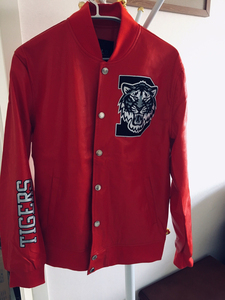 美职棒mlb底特律老虎队领队夹克全皮棒球服
