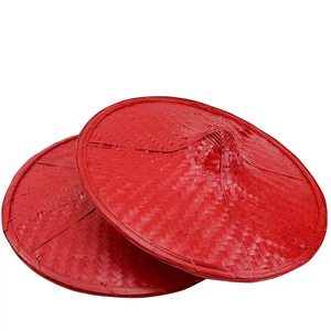 [山灵傣族舞帽子]红色花腰斗笠帽傣族舞蹈道具帽子红色帽子