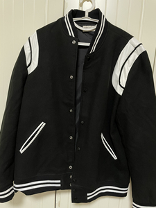 slp圣罗兰ysl/男士黑色teddy夹克外套经典棒球服真皮