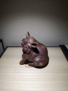 宜兴紫砂摆件周健制金猪纳福周健纯手工制做 金猪纳福 茶宠茶玩