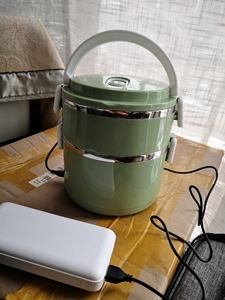 全新拾乐usb保温饭盒充电宝加热蒸饭12v车载热饭神器304