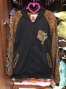 韩国代购正品playboy豹纹拼接棒球外套棉服外套
