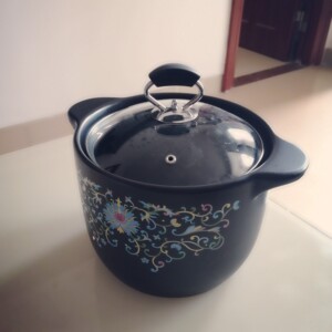 京尚炊之源陶瓷珐琅彩汤煲砂锅炖锅家用明火燃气沙锅汤煲养生 黑
