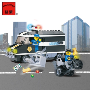 启蒙积木127运钞车兼容乐高警察系列拼装拼插颗粒礼物