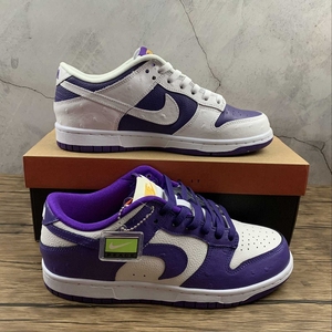 正品dunk sb nike low 白紫鸳鸯 紫葡萄反钩 倒钩 板鞋dj4636-100