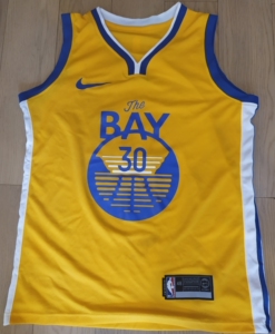 金州勇士队30号库里经典黄色the bay复古球衣套装,买大