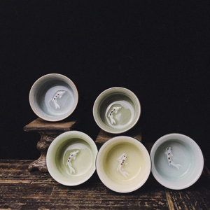 000人付款淘宝丽水市工艺美术大师黄汉弟跳刀杯 龙泉青瓷黄汉弟跳刀