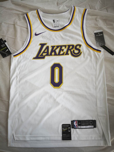 湖人队复古白色球迷版sw热压球员版au刺绣球衣 尼克杨0号