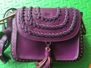 chloe/蔻依  牛皮编织铆钉流苏 全新小猪包