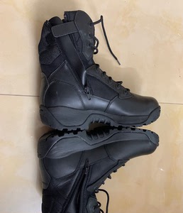 秋冬季万里马防刺拉链作战靴男士战术靴牛皮陆战鞋作训黑色户外靴
