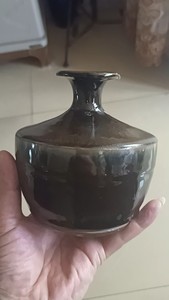 明清黑釉壶（造型古朴大气优美，口部修复过）