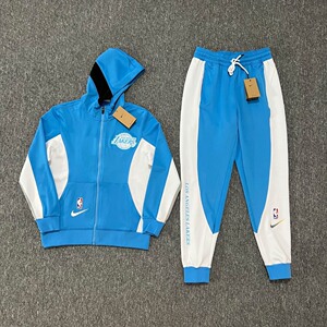nba湖人队外套裤子套装 球员版训练热身出场服射手服 刺绣l