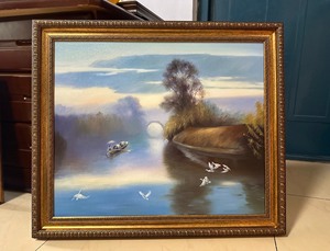 售出留念《水乡记忆》50cmX60cm画于马利布面油画板。