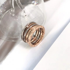 宝格丽bzero1系列四环弹簧戒指 18k玫瑰金白金材质 5