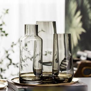北欧现代简约台面花瓶客厅餐桌透明水培插花装饰摆饰轻奢玻璃花瓶