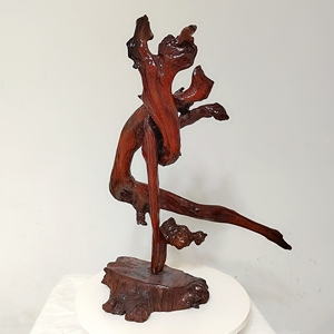 民间根雕 花舞人生 黄荆树根纯手工雕琢而成雕刻摆件