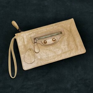 巴黎世家balenciaga手拿信封包卡包 真皮柔软油腊小羊