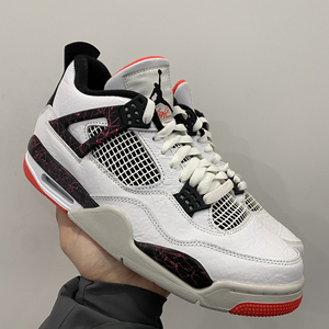 乔丹aj4 热熔岩红白,全新原盒正品,尺码43,鞋子左脚有轻