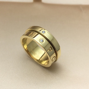 伯爵18k黄金时来运转钻石戒指宽版54号男戒