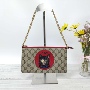 品牌:古驰gucci猫头印花小麻将包