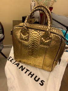 韩国潮牌helianthus整只蟒蛇皮金色双肩包非常好看经典