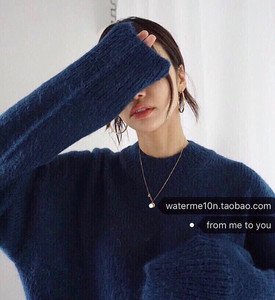 woo韩国代购复古粗糙感宽松大毛衣 颜色分类超级蓝…