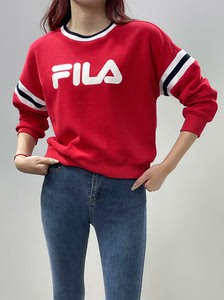 FILA/斐乐官网女士春秋新款针织套头衫卫衣T66215，原