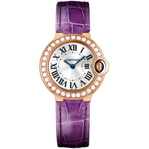 5新]卡地亚蓝气球18k玫瑰金镶钻石英手表女we900251