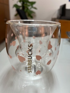 正版星巴克猫爪杯，2021新款紫樱玻璃正品限量猫抓水杯子，情