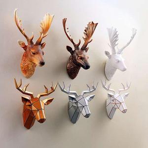 美式创意仿真鹿头壁挂客厅背景墙动物头装饰挂饰复古立体壁饰树脂