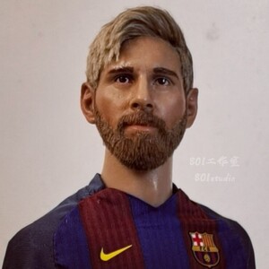 1/6 兵人 植发植胡 头雕 — 梅西 , 金发,巴萨,梅西